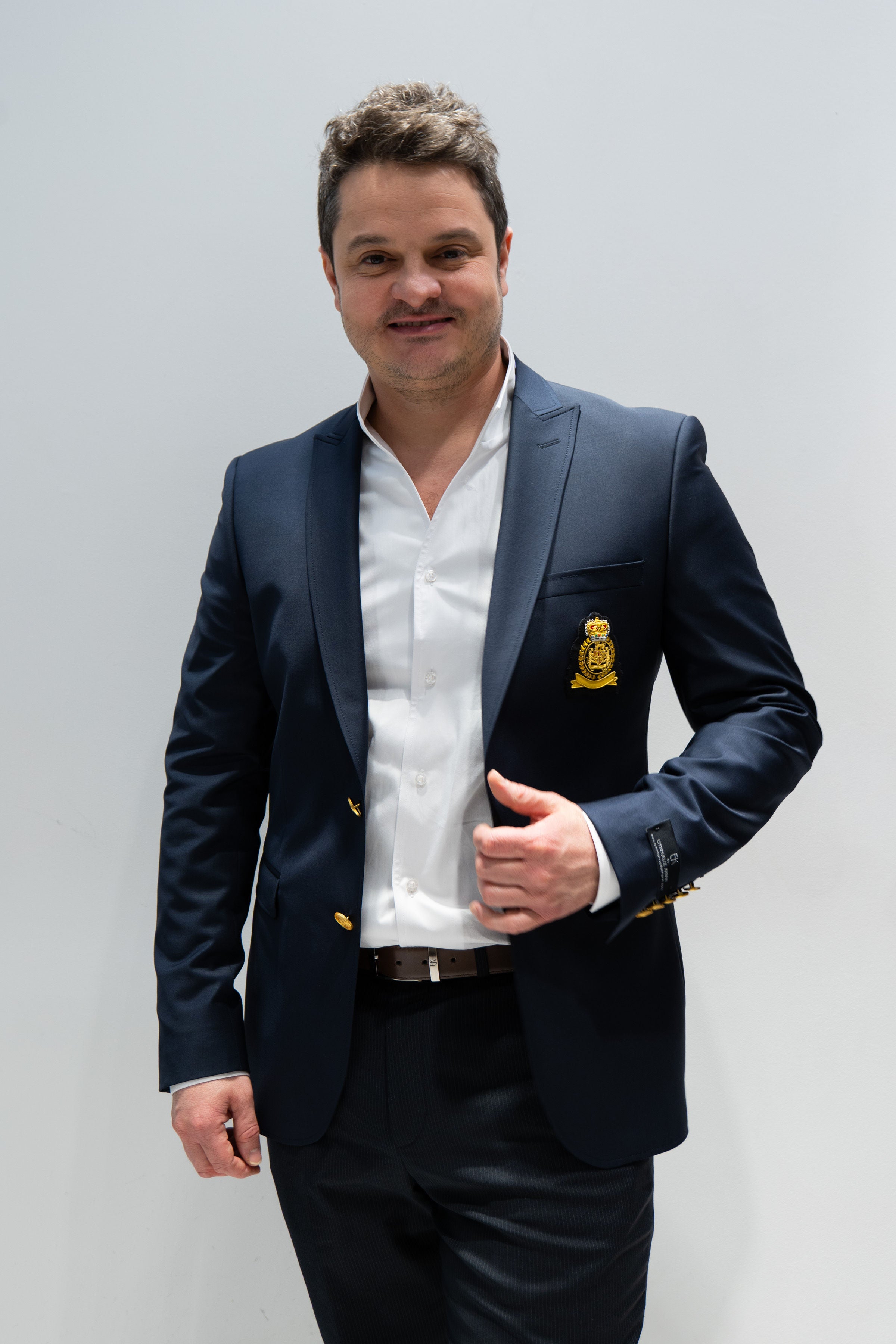 Blazer à écusson Emmanuelle Khanh bleu marine